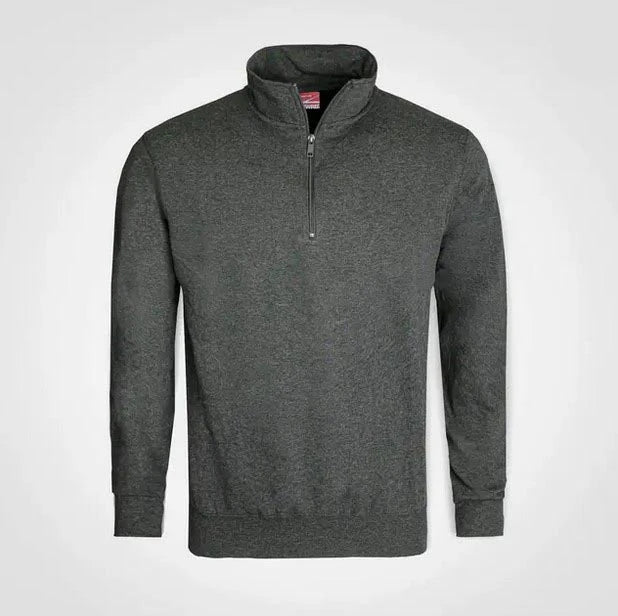 Quarter Zip Sweater – Custom Printed – Charcoal Melange