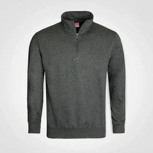 Quarter Zip Sweater – Custom Printed – Charcoal Melange