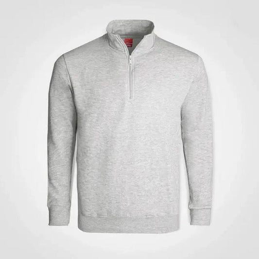Quarter Zip Sweater – Custom Printed – Grey Melange